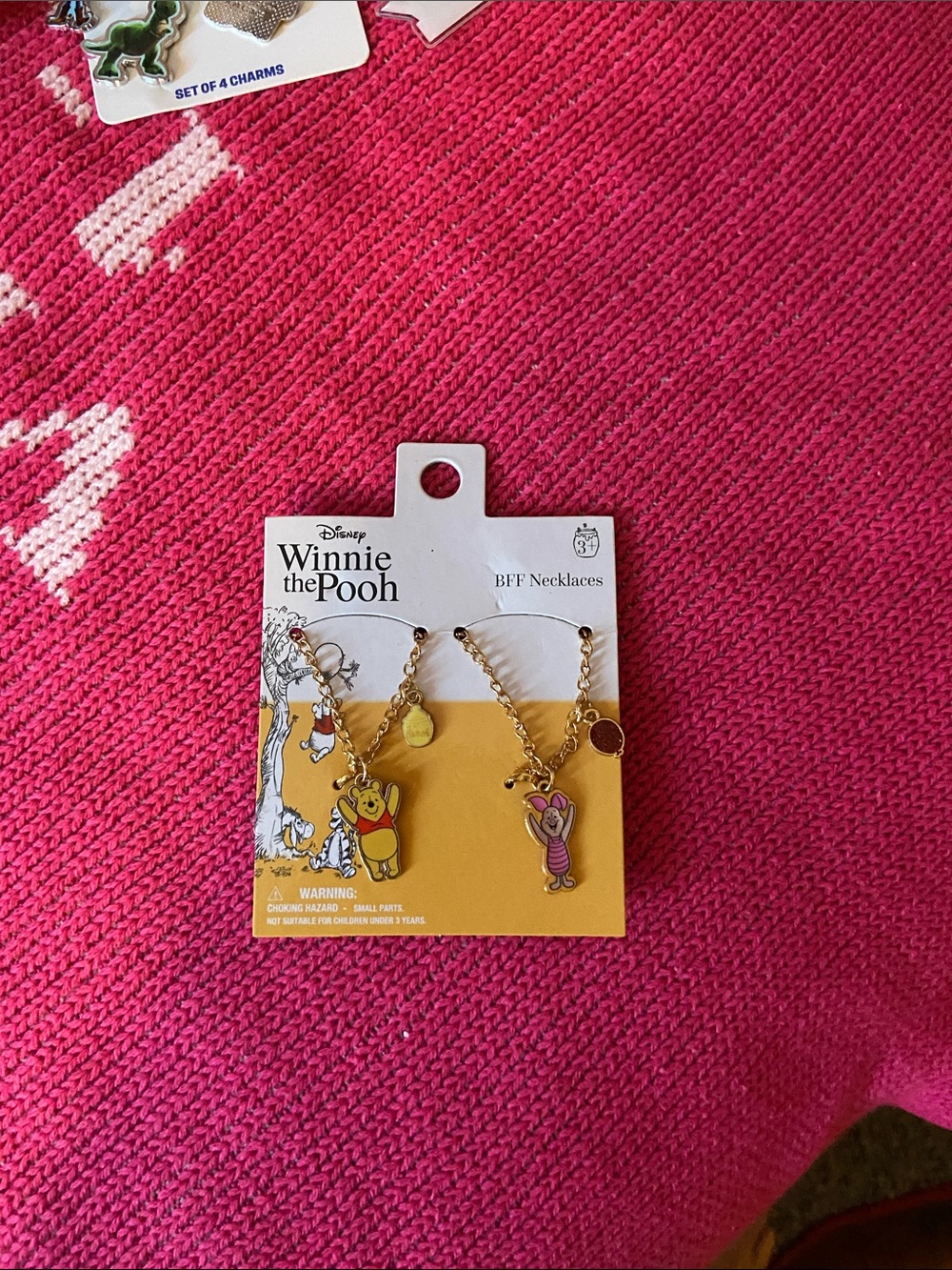 Disney Winnie the Pooh Pink and Gold BFF Charm Necklaces